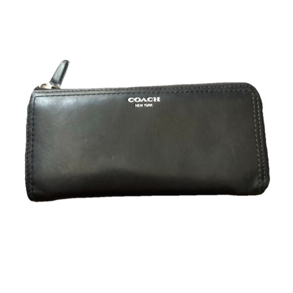 Vintage Coach Black Leather Full Zip Wallet - Picture 1 of 10